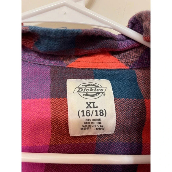 Dickies multicolor Plaid Flannel Long Sleeve Button Down Shirt Girls Size XL - Picture 2 of 4